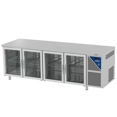 DALMEC - Table réfrigérée vitrée positive - Sans groupe - 470 L - 4 portes - P. 600 - 430x325 - Sans dosseret