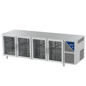 DALMEC - Table réfrigérée vitrée positive 0/+10°C - 470 L - 4 portes - Prof. 600 - 430 x 325 - Sans dessus