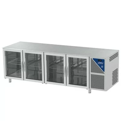 DALMEC - Table réfrigérée vitrée positive 0/+10°C - 470 L - 4 portes - Prof. 600 - 430 x 325 - Sans dessus