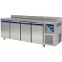 DALMEC - Table réfrigérée positive - Sans groupe - 816 L - 4 portes pleines - P. 800 - 600x400 - Avec dosseret