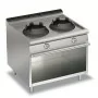 BARON - Wok 2 feux gaz sur placard ouvert - Gamme QUEEN 700 - 2 x 10 kW
