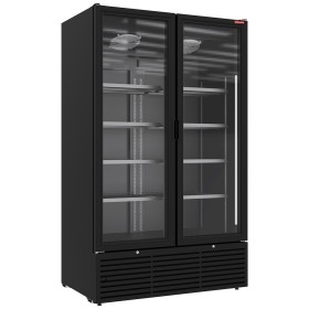 DIAMOND - Vitrine ventilée positive 1142 litres, 2 portes battantes NOIRE