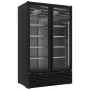 DIAMOND - Vitrine ventilée positive 1142 litres, 2 portes battantes NOIRE