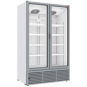DIAMOND - Vitrine ventilée positive 1142 litres, 2 portes battantes BLANCHE