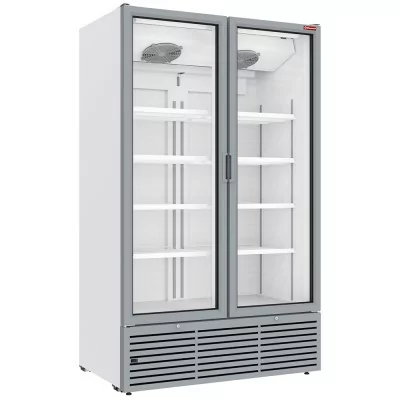 DIAMOND - Vitrine ventilée positive 1142 litres, 2 portes battantes BLANCHE