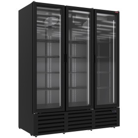 DIAMOND - Vitrine ventilée positive 1455 litres, 3 portes battantes NOIRE