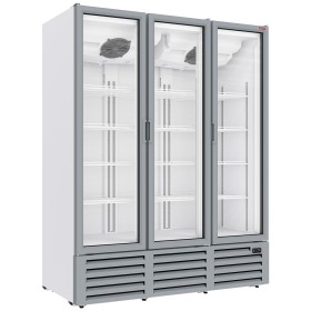 DIAMOND - Vitrine ventilée positive 1455 litres, 3 portes battantes BLANCHE