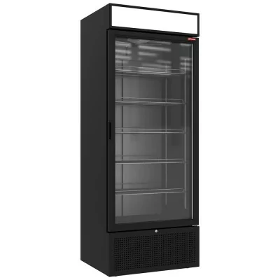 DIAMOND - Vitrine ventilée positive 715 litres NOIRE avec caisson lumineux
