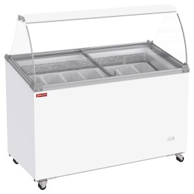 DIAMOND - Conservateur comptoir à glaces 381 L couvercles coulissants, vitres bombées, capacité 7 bacs