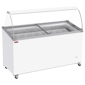 DIAMOND - Conservateur comptoir à glaces 467 L couvercles coulissants, vitres bombées, capacité 8 bacs