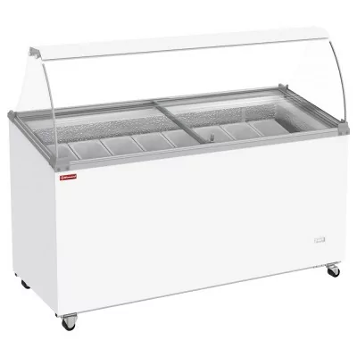DIAMOND - Conservateur comptoir à glaces 467 L couvercles coulissants, vitres bombées, capacité 8 bacs
