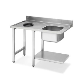SMEG - Table d'entrée avec trou vide-déchets et bac 500 x 400 mm côté gauche et étagère basse