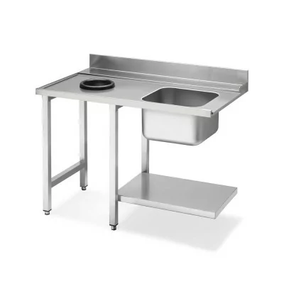 SMEG - Table d'entrée avec trou vide-déchets et bac 500 x 400 mm côté gauche et étagère basse