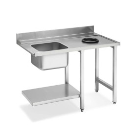 SMEG - Table d'entrée avec trou vide-déchets et bac 500 x 400 mm côté droit et étagère basse