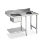 SMEG - Table d'entrée avec trou vide-déchets et bac 500 x 400 mm côté droit et étagère basse