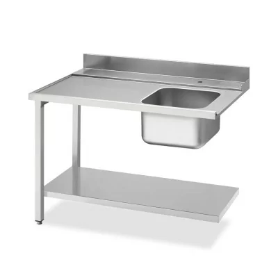 SMEG - Table d'entrée avec bac 500 x 400 mm côté gauche et étagère basse