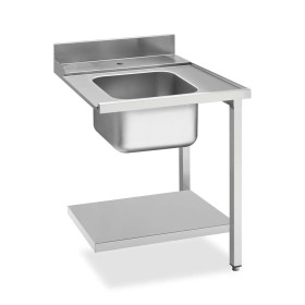 SMEG - Table d'entrée avec bac 500 x 400 mm côté droit avec dosseret inox et étagère basse