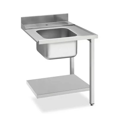 SMEG - Table d'entrée avec bac 500 x 400 mm côté droit avec dosseret inox et étagère basse