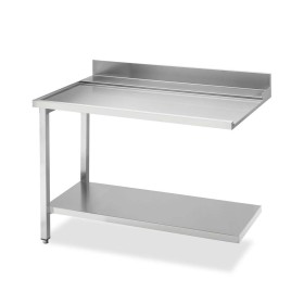 SMEG - Table de sortie côté gauche avec dosseret inox et étagère basse L. 1200 mm