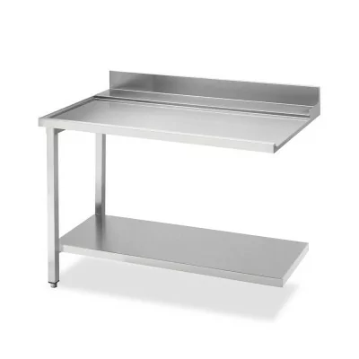 SMEG - Table de sortie côté gauche avec dosseret inox et étagère basse L. 1200 mm