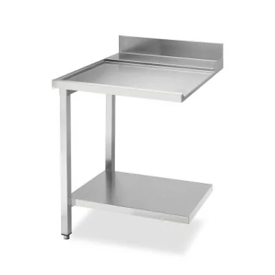 SMEG - Table de sortie côté gauche avec dosseret inox et étagère basse L. 700 mm