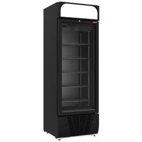 DIAMOND - Vitrine ventilée négative vitrée 496 litres - 6 niveaux fixes avec caisson lumineux - NOIRE