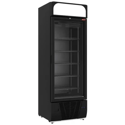DIAMOND - Vitrine ventilée négative vitrée 496 litres - 6 niveaux fixes avec caisson lumineux - NOIRE