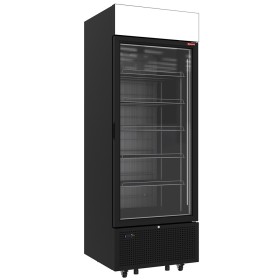 DIAMOND - Vitrine ventilée négative vitrée 646 litres - 5 niveaux fixes avec caisson lumineux - NOIRE