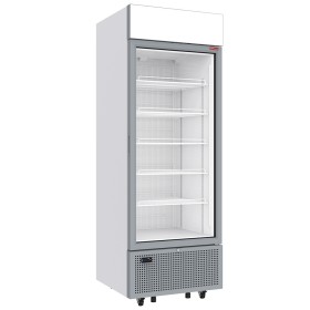 DIAMOND - Vitrine ventilée négative vitrée 646 litres - 5 niveaux fixes avec caisson lumineux - BLANCHE