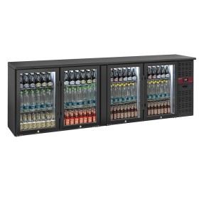 DIAMOND - Refroidisseur de bouteilles 4 portes vitrées, 620 litres, pieds réglables