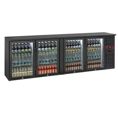 DIAMOND - Refroidisseur de bouteilles 4 portes vitrées, 620 litres, pieds réglables