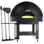 DIAMOND - Four à pizzas statique à cupole, sole fixe, 6 pizzas (Ø 33) avec support sur roues - BLACK