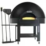 DIAMOND - Four à pizzas statique à cupole, sole fixe, 9 pizzas (Ø 33) avec support sur roues - BLACK