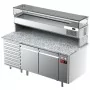 DIAMOND - Table frigorifique ventilée 2 portes 7 tiroirs avec vitrine refrigérée 1800x380x410 plan granit
