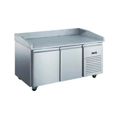 FURNOTEL - Déclassé - Table à pizza réfrigérée positive en inox avec évaporateur ventilé - 2 portes - 390 litres