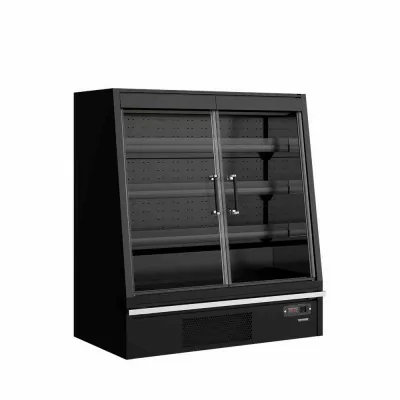 TEFCOLD - Vitrine réfrigérée pour supermarché noire 2 portes 360 L