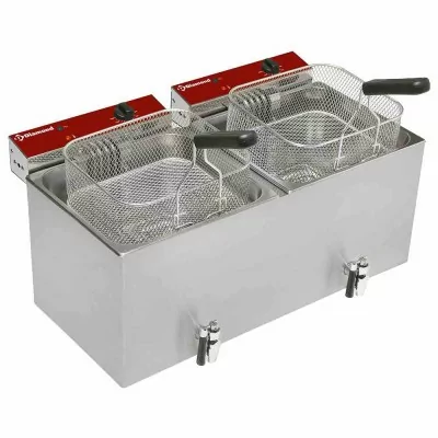 DIAMOND - Friteuse de table électrique 2 x 12 L + robinet de vidange