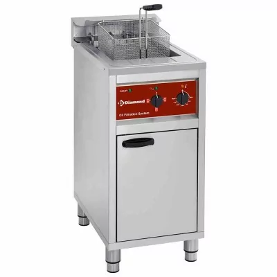 DIAMOND - Friteuse électrique avec système de filtration 1 cuve 16 L sur meuble