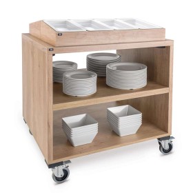 PUJADAS - Chariot distributeur de couverts cubique 82,5 cm avec finition chêne