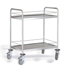 PUJADAS - Chariot de service 2 niveaux inox avec rampe 800 x 500 mm