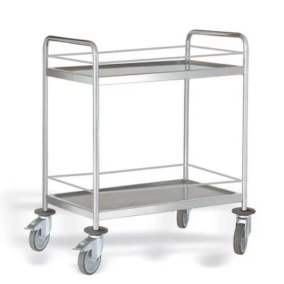 PUJADAS - Chariot de service 2 niveaux inox avec rampe 800 x 500 mm