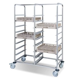 PUJADAS - Chariot double paniers à vaisselle 10 niveaux