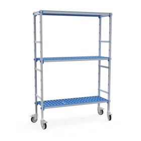 PUJADAS - Rayonnage 3 niveaux roulettes cadre alu étagère polypropylène 1375 x 555 mm