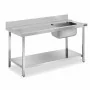 DISTFORM - Table murale entrée de prélavage bac à droite et étagère 700x750x850