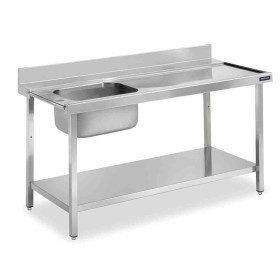 DISTFORM - Table murale entrée de prélavage bac à gauche et étagère 1100x750x850