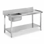 DISTFORM - Table murale entrée de prélavage bac à gauche et étagère 2100x750x850