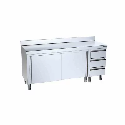 DISTFORM - Meuble adossé 2200x600x850 portes et meuble de tiroirs à droite