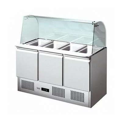 L2G - Saladette réfrigérée 3 portes + pare haleine 4 GN 1/1