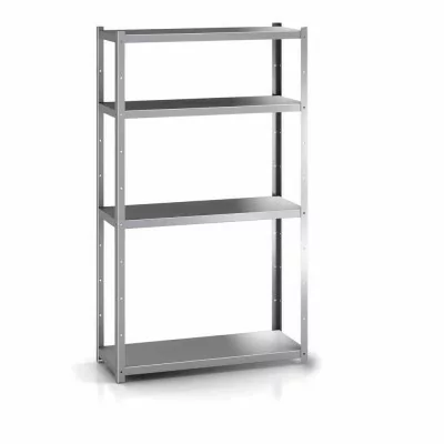 DISTFORM - Etagère sur pied inox 1 mm 800x400x2000 mm omégas de renfort 6 niveaux