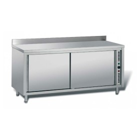 NOSEM - Déclassé - Meuble adossé inox chauffant P. 700 mm - Simple face - L. 1400 mm